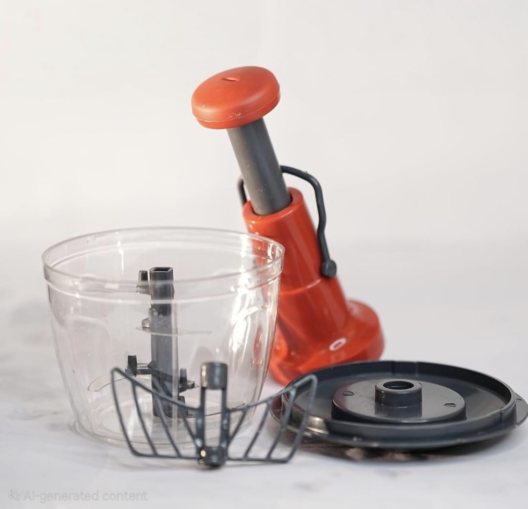 2 in 1  1000ml Twister Push Chopper with 5 Stainless Steel Blades | Manual Vegetable & Fruit Cutter | Hand Press Food Chopper for Onion, Garlic, Vegetables, Fruits, Nuts & Spices | Easy Kitchen Chopper